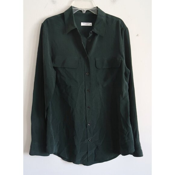 Equipment Femme Dark Green Silk Blouse - Size S/P - Picture 1 of 8